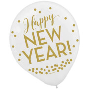 6 Latexballons Happy New Year Globaldruck 27,5 cm/11