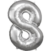 Grosse Zahl 8 Silber Folienballon N34 53 cm x 83 cm