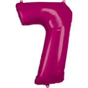 Grosse Zahl 7 Pink Folienballon N34 58cm x 88cm