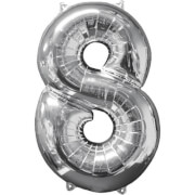 26 Silber-8 Folienballon, P31, verpackt, 45 x 66 cm