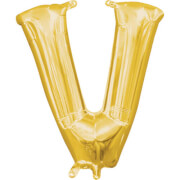 Mini Shape Buchstabe V Gold Folienballon A04 verpackt 27 x 33 cm