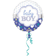 Standard Baby Boy Muschel Folienballon, rund, S40, verpackt, 43 cm