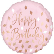 Standard Blush Birthday Folienballon S40 verpackt