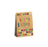 Tragetasche Happy Birthday 3er Set Flat Bags, Kraftpapier braun