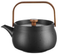 Teekanne mit Holzgriff, black