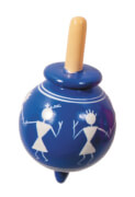 fridolin - Kreisel Ethno, blau – tanzende Menschen, Holz