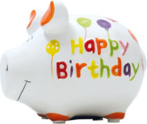 KCG das Markenschwein Sparschwein ''Happy Birthday'' - Kleinschwein von KCG - Höhe ca. 9 cm